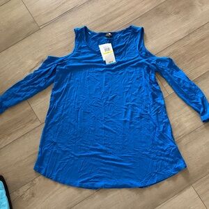 Cable & Gauge Royal Blue Cold Shoulder Top